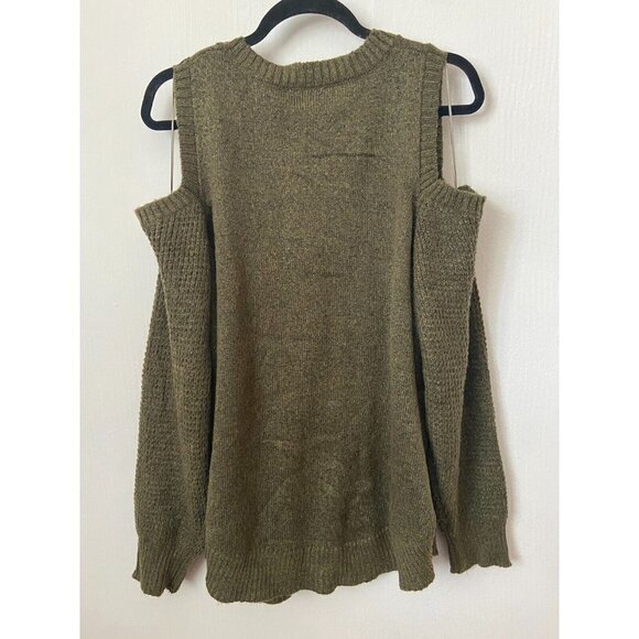 Rue 21 Plus Size Women's Olive Green V-Neck Cold Shoulder Sweater Size 3X - Picture 5 of 11